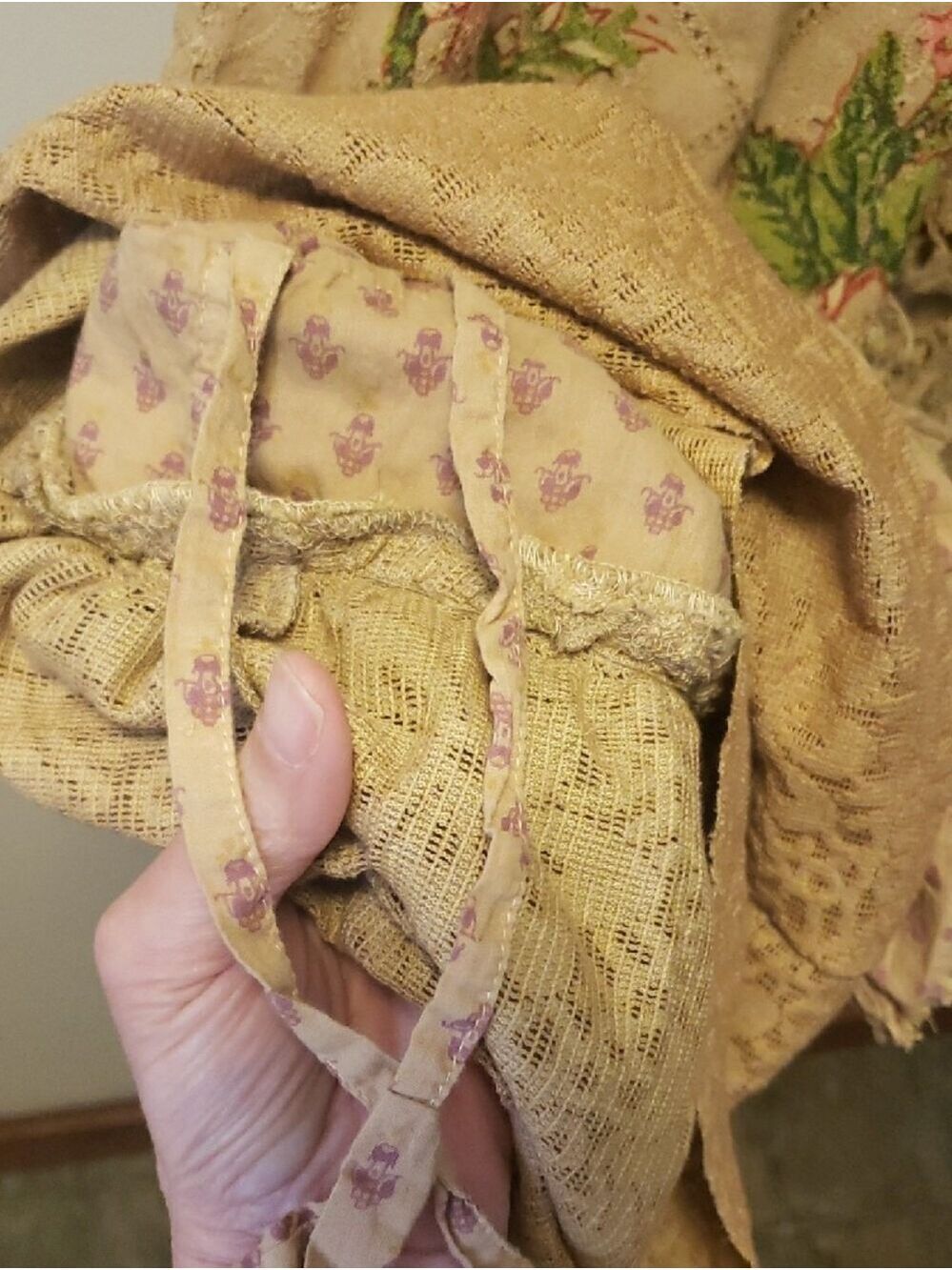 A Rare Bird NWT 100% Cotton Women's Wide Leg Boho Ruffle Pants - Beige Floral - Picture 4 of 13